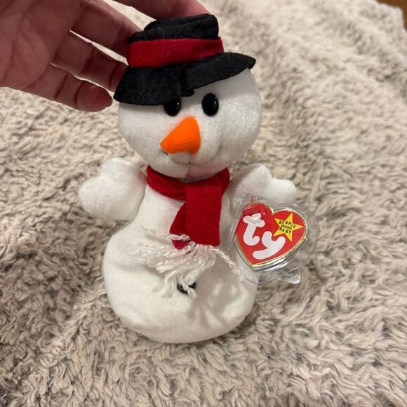 Ty Snowball 1997 Snowman Bear 4 Th Gen PVC 7 Beanie Baby MWMT - Picture 1 of 4